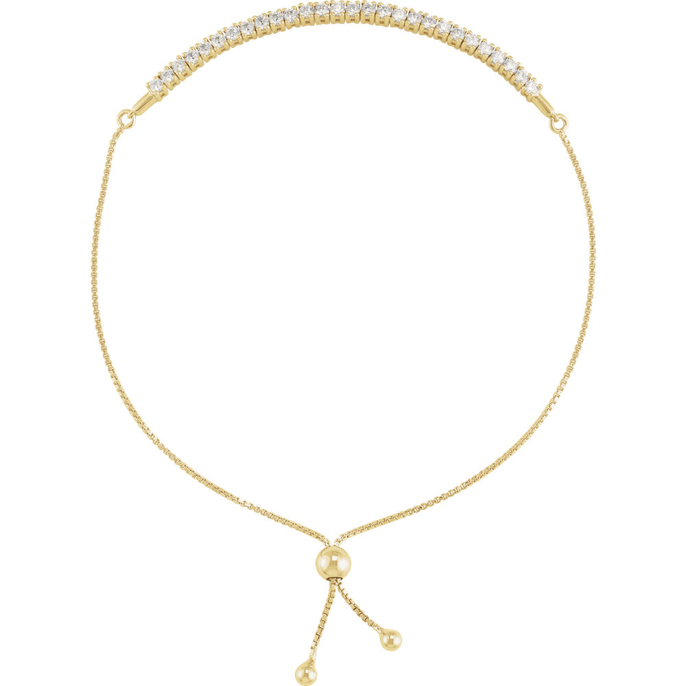 14K Gold 1 CTW Lab-Grown Diamond Bolo 9 1/2" Bracelet