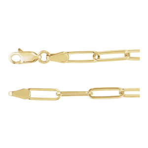 14KT Gold 3.85 mm Paperclip Style 7" Chain
