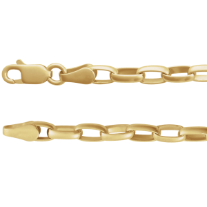 14KT Yellow Gold 3.9 mm Puffed Oval Cable 7" Chain