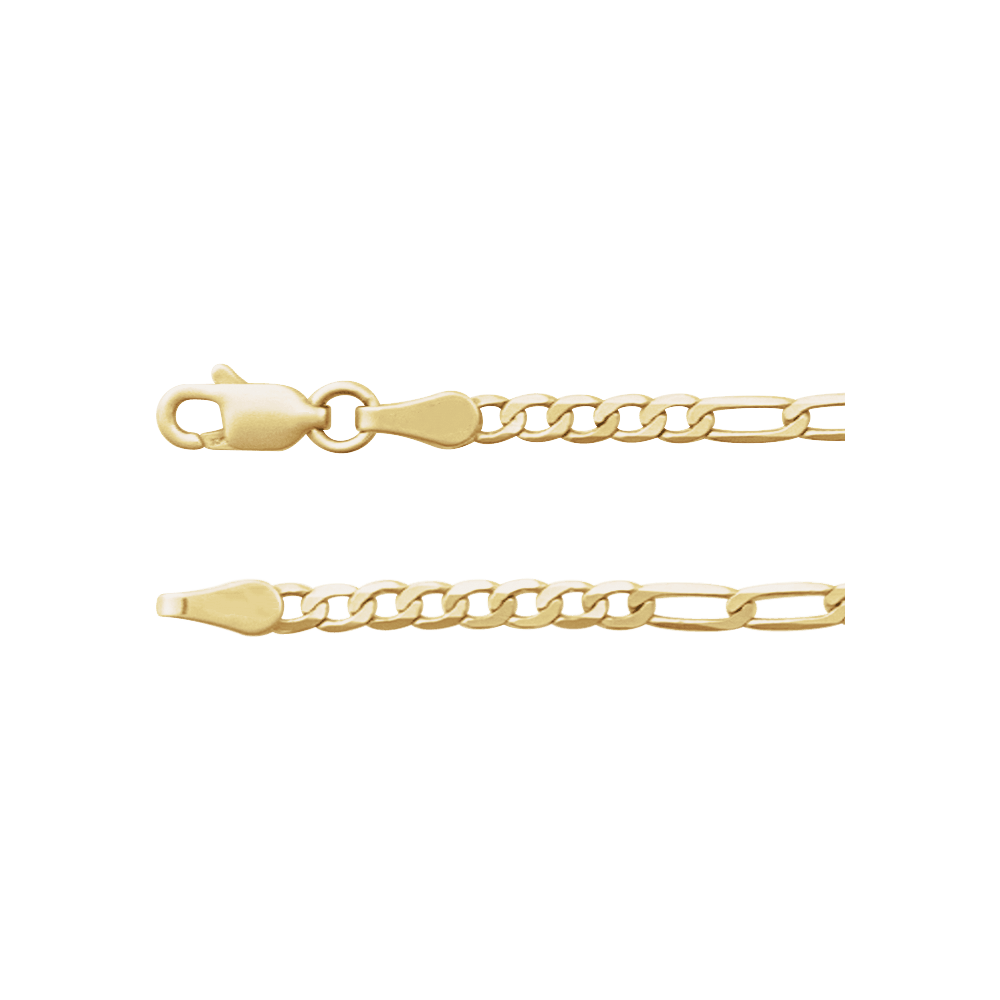 14KT Yellow Gold 2.5 mm Figaro Chain
