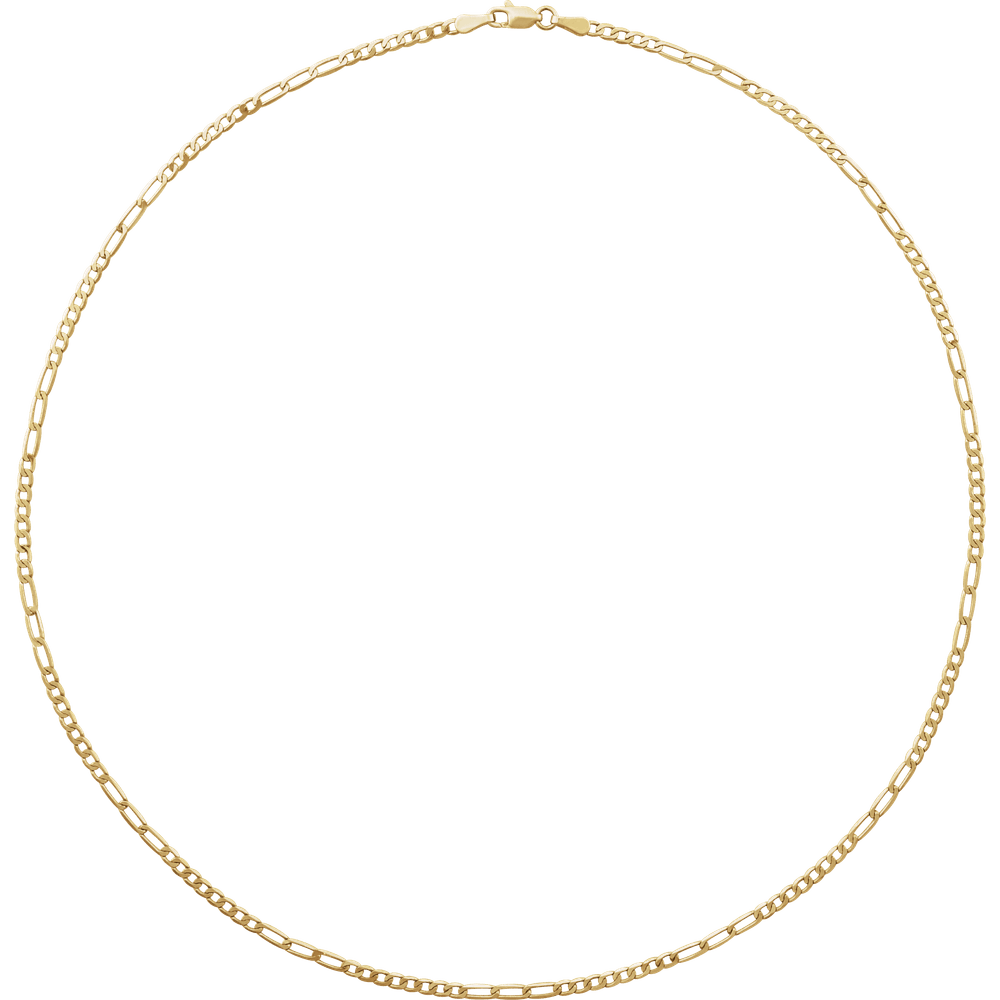 14KT Yellow Gold 2.5 mm Figaro Chain - Image 2