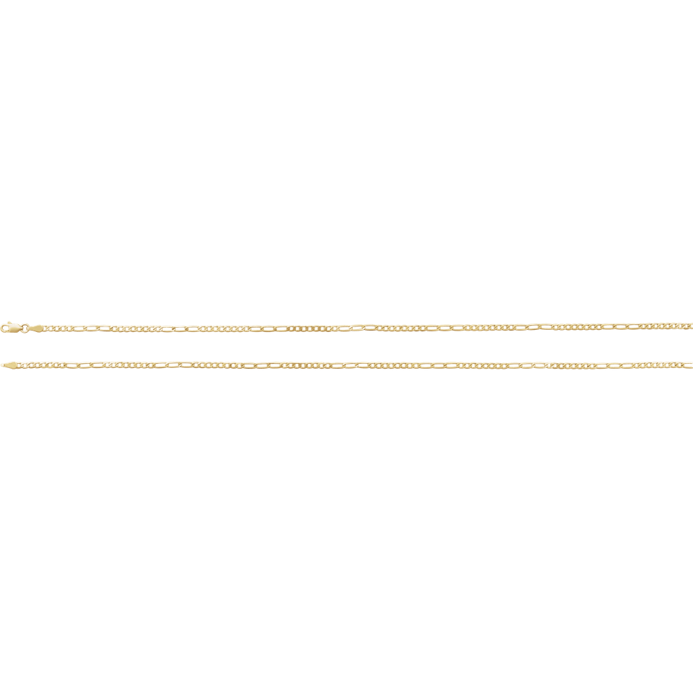 14KT Yellow Gold 2.5 mm Figaro Chain - Image 3