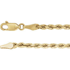 14KT Yellow Gold 2.8 mm Diamond-Cut Rope 7" Chain