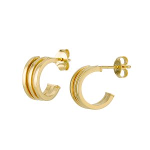 14KT Yellow Gold Polished Triple 10mm Hoop Earrings