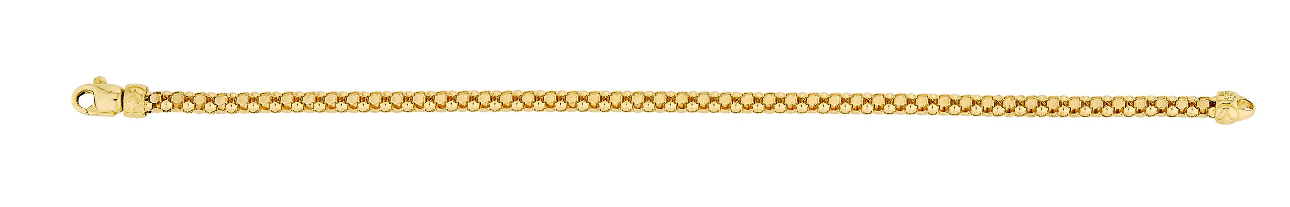 14KT Yellow Gold Italian Woven 7.25" Bracelet with Diamond Cutting and Clasp - Image 2