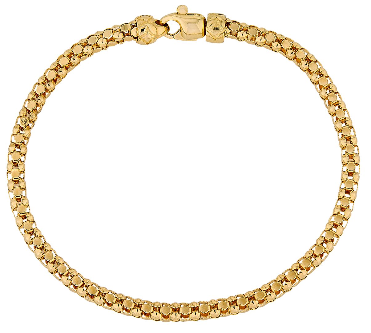 14KT Yellow Gold Italian Woven 7.25" Bracelet with Diamond Cutting and Clasp