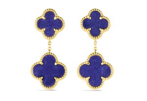 14KT Yellow Gold Italian Blue Lapis Multi Clover Earrings