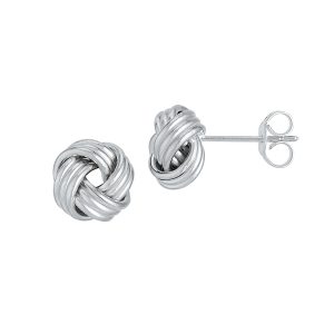 14KT White Gold Polished Love Knot Earrings