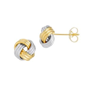 14KT Two-Tone Polished Gold Love Knot Earrings