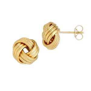 14KT Yellow Gold Polished/Florentine Love Knot Earrings