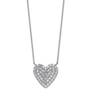 14KT White Gold 1 CTW Lab-Grown Diamond Heart Cluster 18" Necklace