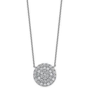 14KT White Gold 1 1/2 CTW Lab-Grown Diamond Circle Cluster 18" Necklace