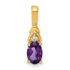 14KT Yellow Gold Amethyst & Lab-Grown Diamond Pendant