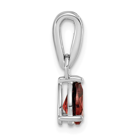 14KT White Gold Garnet & 1/10 CTW Lab-Grown Diamond Pendant - Image 2