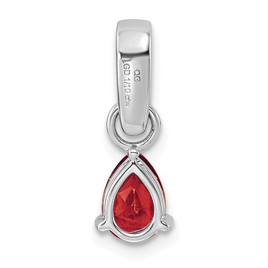14KT White Gold Garnet & 1/10 CTW Lab-Grown Diamond Pendant - Image 3