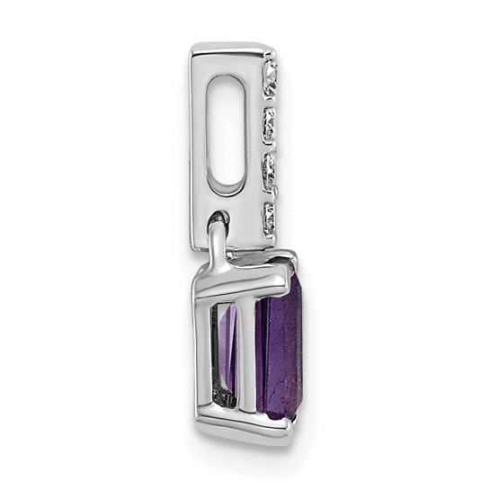 14KT White Gold Amethyst & 1/15 CTW Lab-Grown Diamond Pendant - Image 2