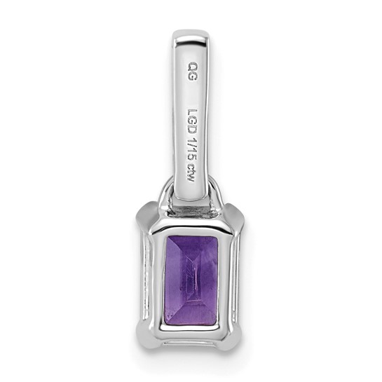 14KT White Gold Amethyst & 1/15 CTW Lab-Grown Diamond Pendant - Image 3