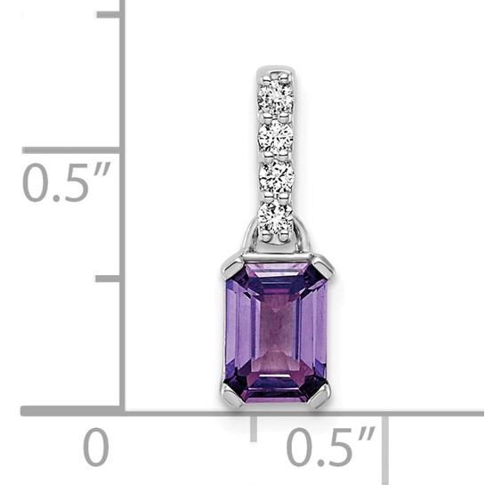 14KT White Gold Amethyst & 1/15 CTW Lab-Grown Diamond Pendant - Image 4