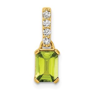 14KT Yellow Gold Peridot & 1/15 CTW Lab-Grown Diamond Pendant