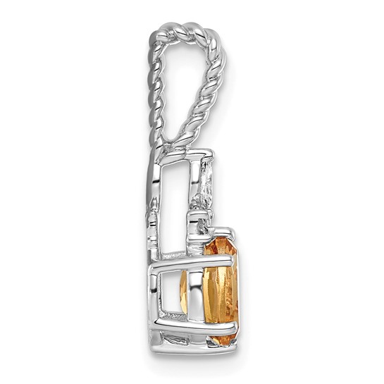 14KT White Gold Polished Lab-Grown Diamond and Citrine Pendant - Image 2