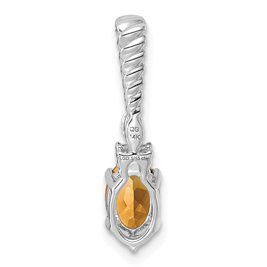 14KT White Gold Polished Lab-Grown Diamond and Citrine Pendant - Image 3