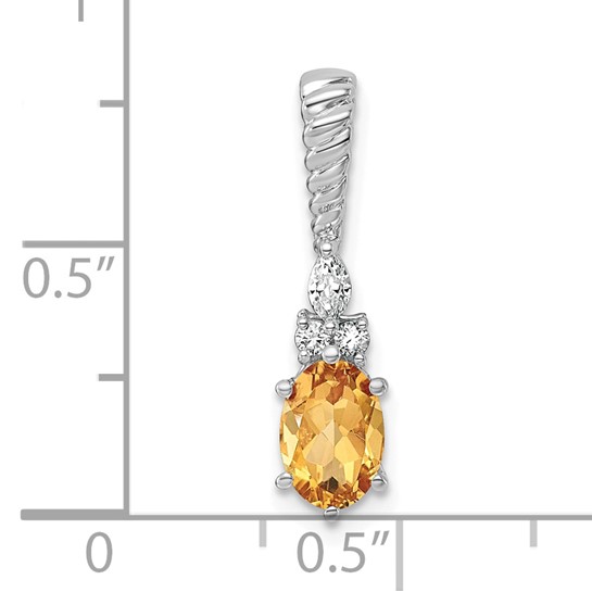14KT White Gold Polished Lab-Grown Diamond and Citrine Pendant - Image 4