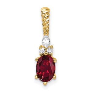 14KT Polished Lab-Grown Diamond and Ruby Twisted Pendant