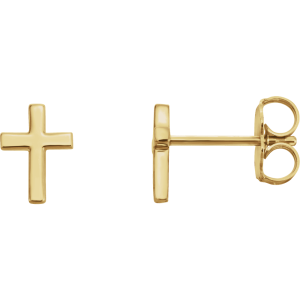 14KT Gold 7.5 mm Cross Earrings