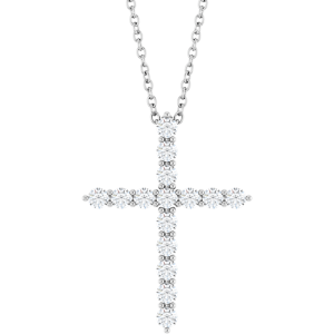 14KT Gold 1/2 CTW Lab-Grown Diamond Cross 16-18" Necklace
