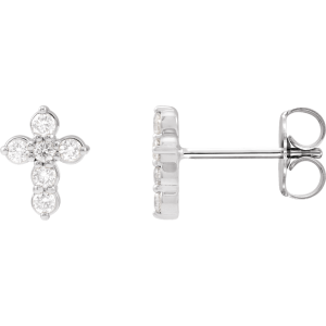 14KT Gold 1/6 CTW Lab-Grown Diamond Cross Earrings