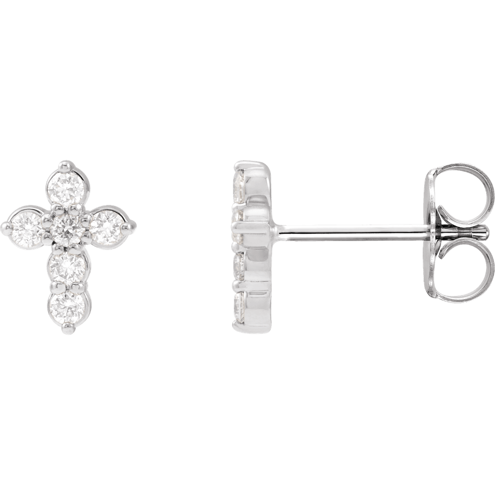 14KT Gold 1/6 CTW Lab-Grown Diamond Cross Earrings