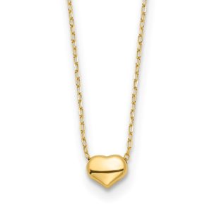 14KT Gold Polished Heart 16.5" Necklace