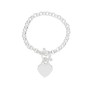 Sterling Silver Solid Toggle Heart Bracelet