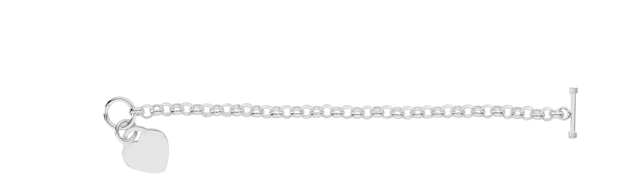 Sterling Silver Solid Toggle Heart Bracelet - Image 2