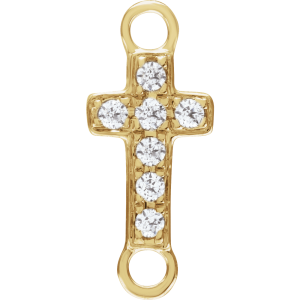 14KT Gold Petite Pavé® .04 CTW Lab-Grown Diamond Cross Link Charm