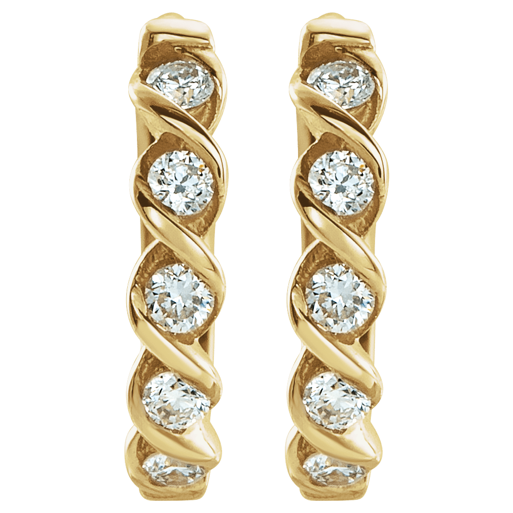 14KT Gold 1/10 CTW Lab-Grown Diamond Hoop Earrings - Image 2