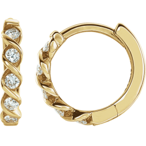 14KT Gold 1/10 CTW Lab-Grown Diamond Hoop Earrings