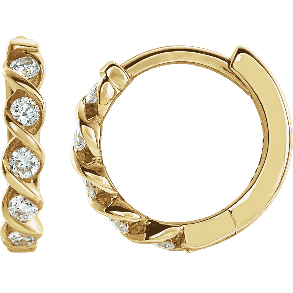 14KT Gold 1/10 CTW Lab-Grown Diamond Hoop Earrings