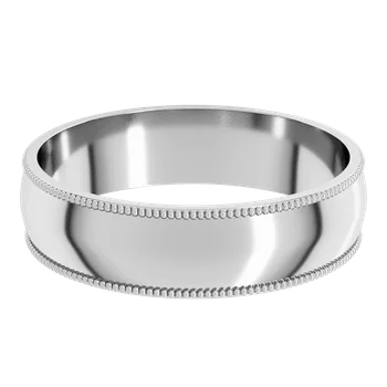 14KT Gold Milgrain Comfort Fit Round Band - Image 2