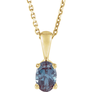 14KT Gold Lab-Grown Stone 16-18" Necklace