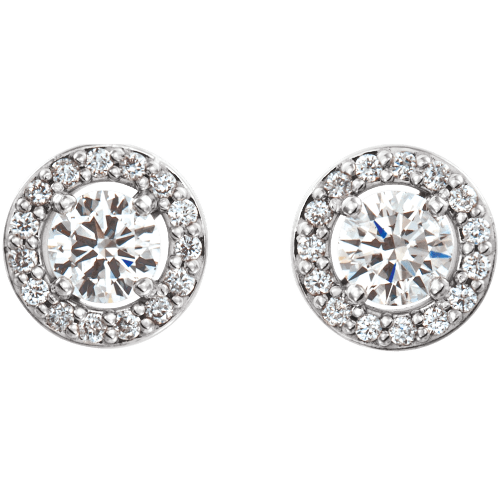 14KT Gold 1/2 CTW Lab-Grown Diamond Halo-Style Earrings - Image 2