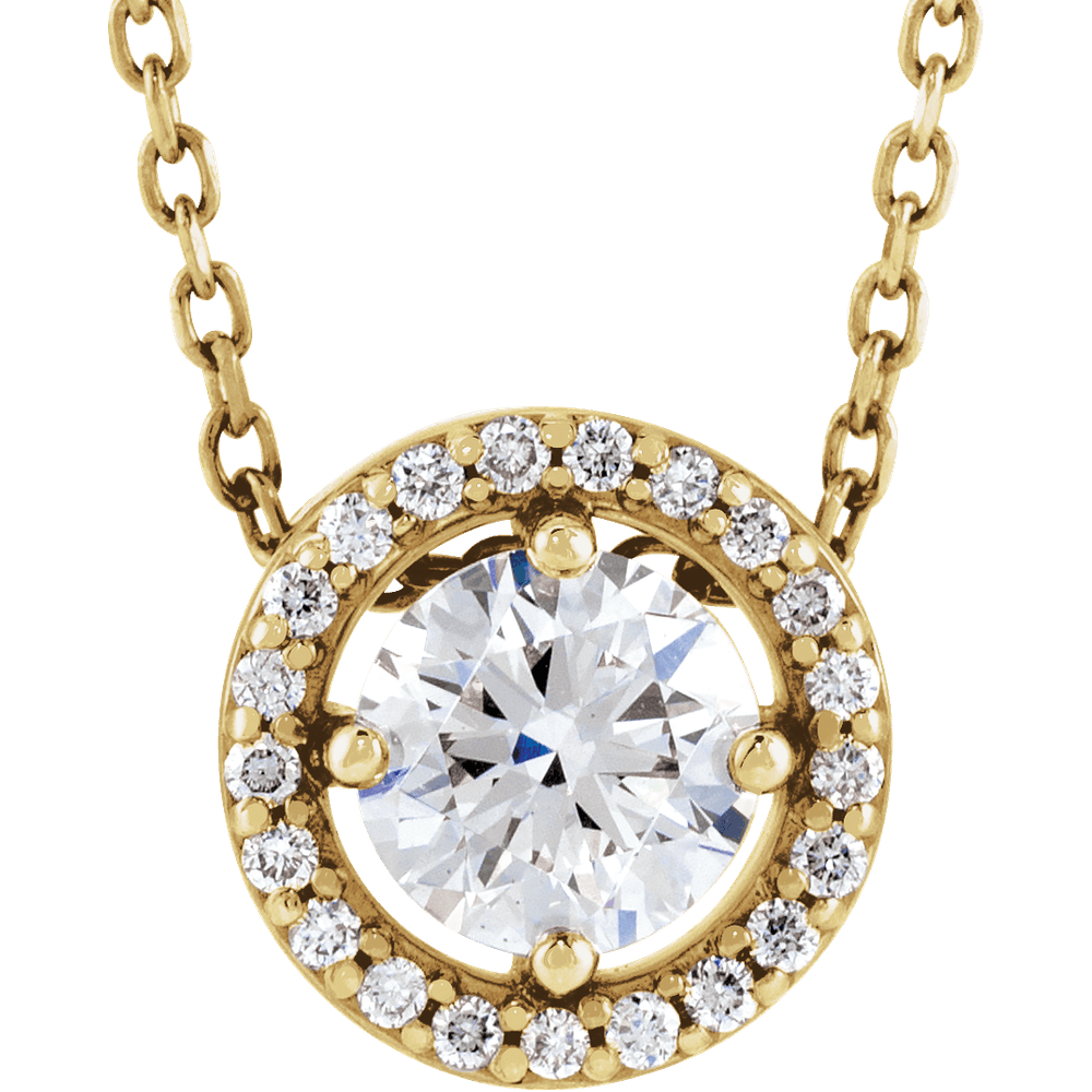 14KT Gold 1/2 CTW Lab-Grown Diamond Halo-Style 16" Necklace