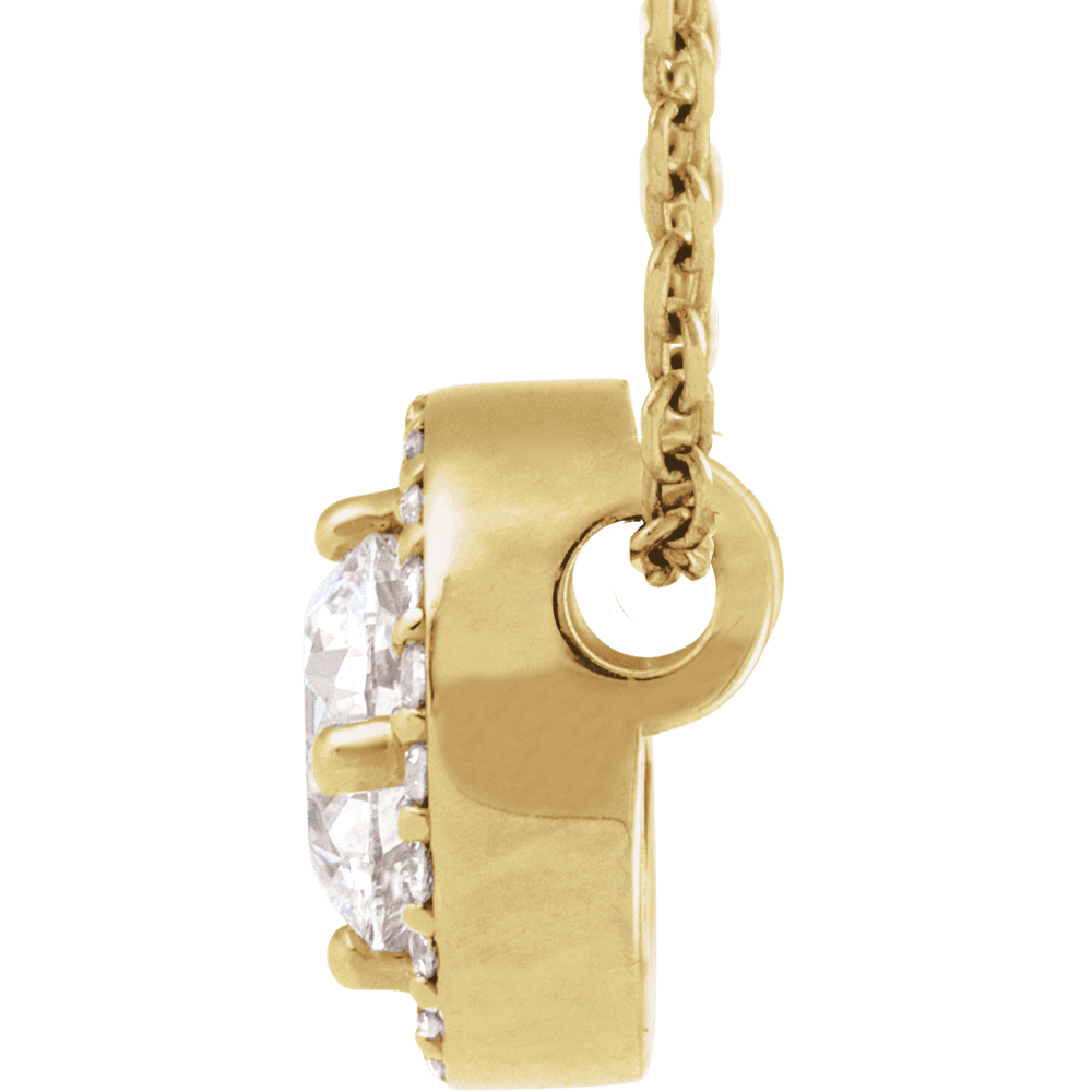 14KT Gold 1/2 CTW Lab-Grown Diamond Halo-Style 16" Necklace - Image 2