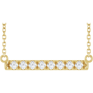 14KT Gold 1/4 CTW Lab-Grown Diamond French-Set Bar 18" Necklace