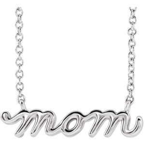 14KT Gold Petite Mom Script Necklace