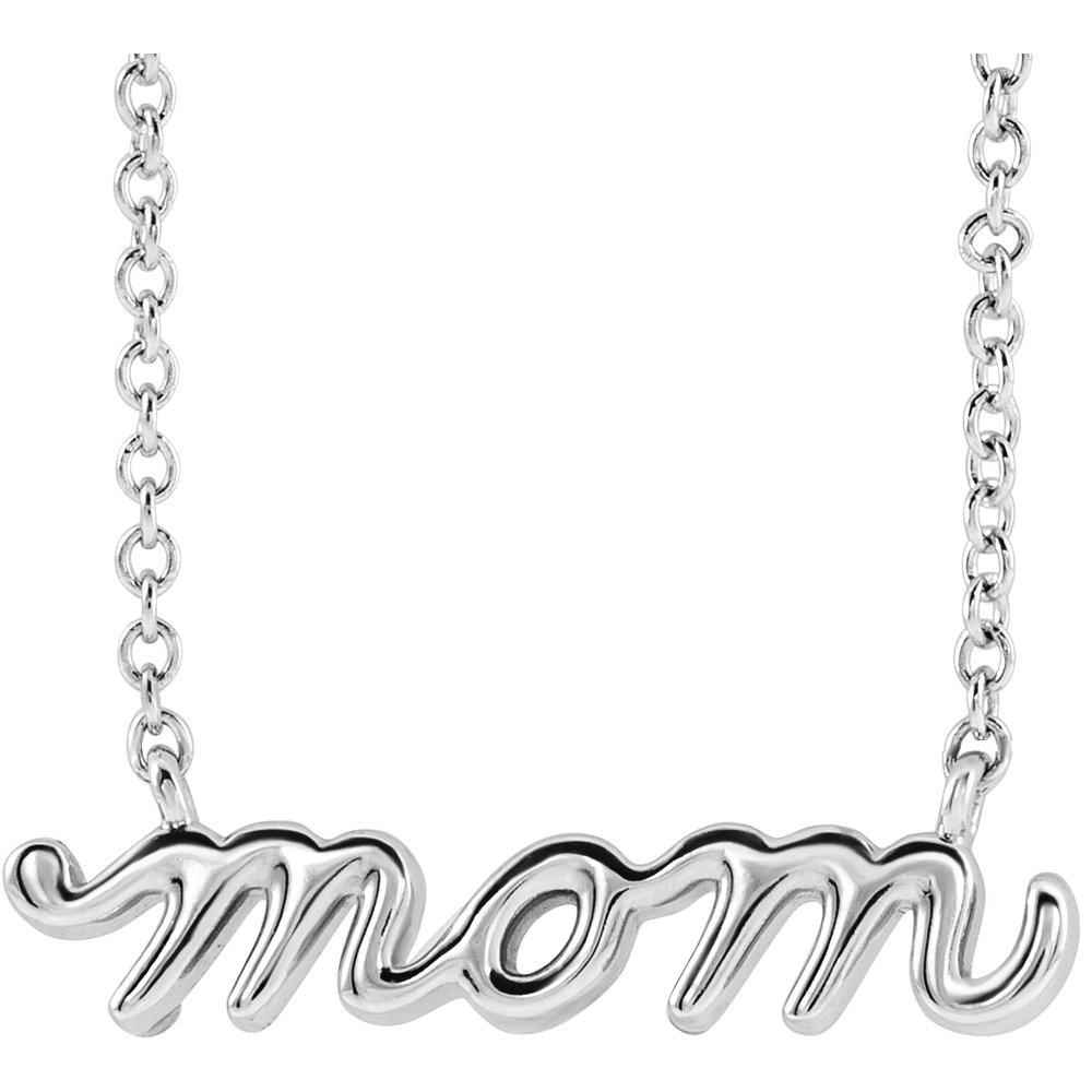 14KT Gold Petite Mom Script Necklace