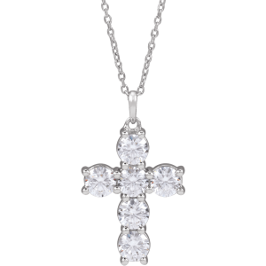 14KT Gold Lab-Grown Diamond Cross 18" Necklace
