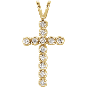 14KT Gold 1/8 CTW Lab-Grown Diamond Cross Pendant