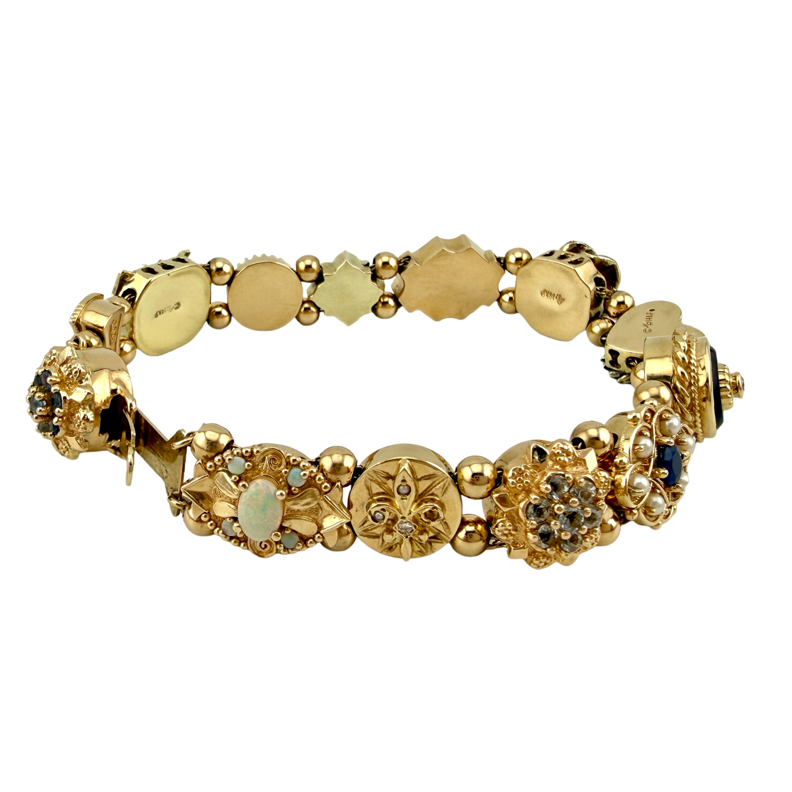 14KT Yellow Gold Richard Glatter Slide Charm Bracelet - Image 3