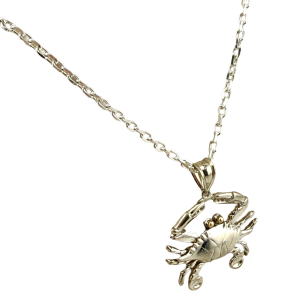 Sterling Silver Crab Pendant 20" Necklace